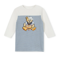 Phil and Phoebe Blue Teddy Bear Half Striped Tee