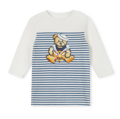Phil and Phoebe Blue Teddy Bear Half Striped Tee