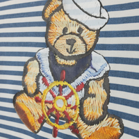 Phil and Phoebe Blue Teddy Bear Half Striped Tee