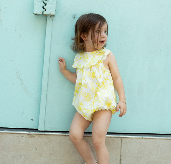 Noma Yellow Toile Print Baby Romper