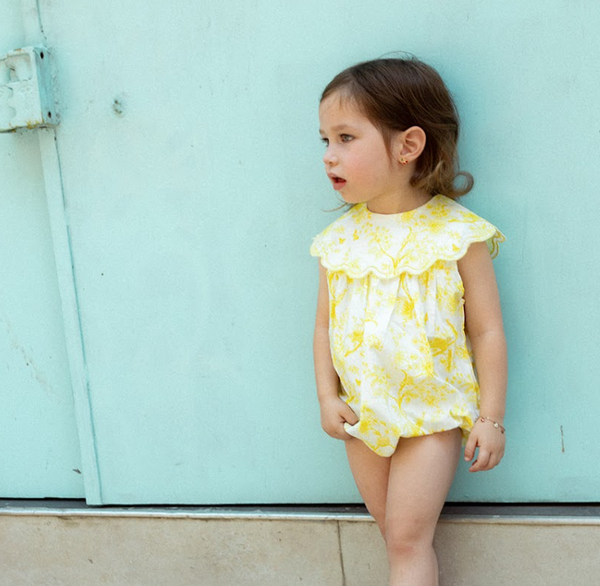 Noma Yellow Toile Print Baby Romper
