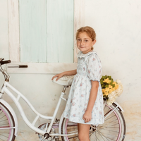 Belati BLUE FLORAL SMOCKED DRESS SHORT SLEEVES (BDR221)