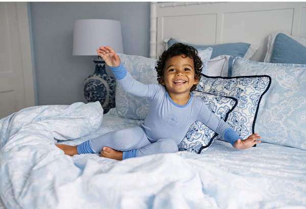 Analogie By Lil Legs Striped Lounge Set - Fresh Blue Stripe