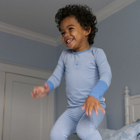 Analogie By Lil Legs Striped Lounge Set - Fresh Blue Stripe