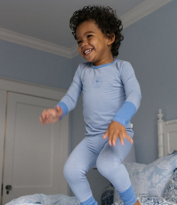 Analogie By Lil Legs Striped Lounge Set - Fresh Blue Stripe