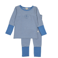 Analogie By Lil Legs Striped Lounge Set - Fresh Blue Stripe