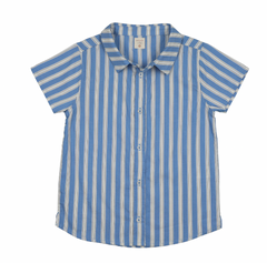 Analogie By Lil Legs Downtown Boys SS Button Down Shirt - Fresh Blue Stripe