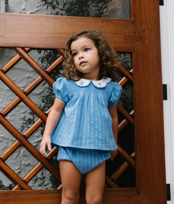 Analogie By Lil Legs Smocked Set - Fresh Blue
