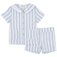 Pompomme Blue/White Sailor Striped Set P7404
