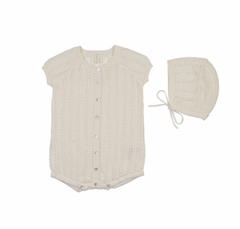 Lilette Crochet Knit Boys Romper - Cream