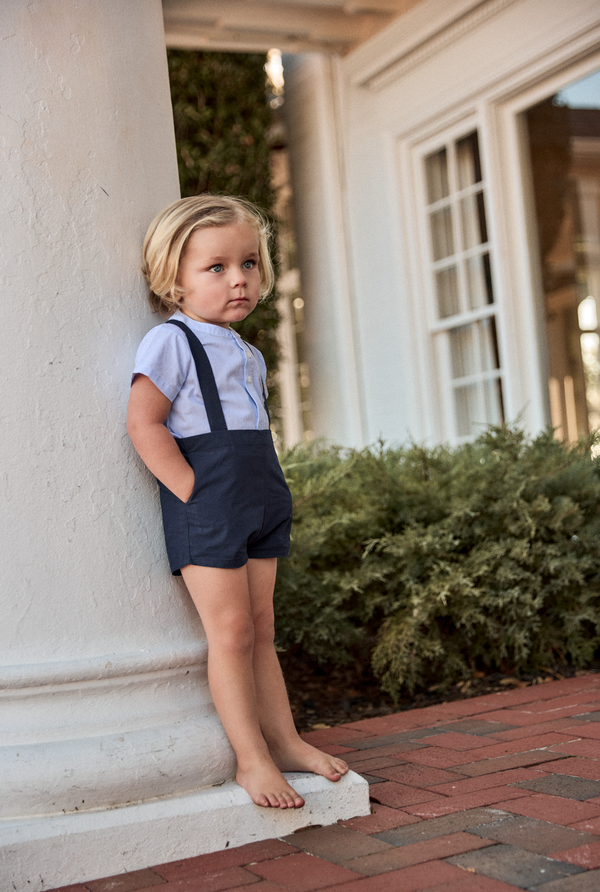 Little Parni Navy Blue Boys Striped Shirt (K651 NVY)- WRINKLE FREE FABRIC