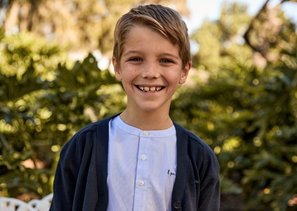 Little Parni Navy Blue Boys Striped Shirt (K651 NVY)- WRINKLE FREE FABRIC