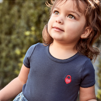Little Parni Navy Blue Pico Trim Baby Onesie (K604 NVY)