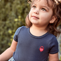 Little Parni Navy Blue Pico Trim Baby Onesie (K604 NVY)
