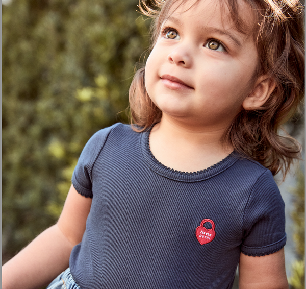 Little Parni Navy Blue Pico Trim Baby Onesie (K604 NVY)