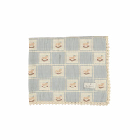 Bebe Organic Blue Horse Patchwork Rocking Horse Blanket
