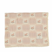 Bebe Organic Shell Pink Horse Patchwork Rocking Horse Blanket