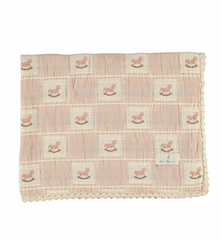 Bebe Organic Shell Pink Horse Patchwork Rocking Horse Blanket