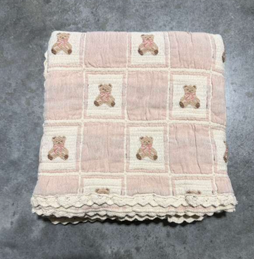 Bebe Organic Mauve Teddy Patchwork Teddy Bear Blanket