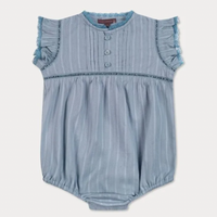 Orange Dimanche Sky Blue Textured Cotton Romper