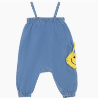 Pompomme Denim Crochet Applique Denim Romper P7418
