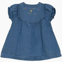 Pompomme Denim Crochet Applique Denim Dress P7318