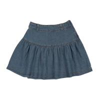 Farren And Me Denim Drop Yoke Flaired Skirt- Blue Denim (fss26-14)