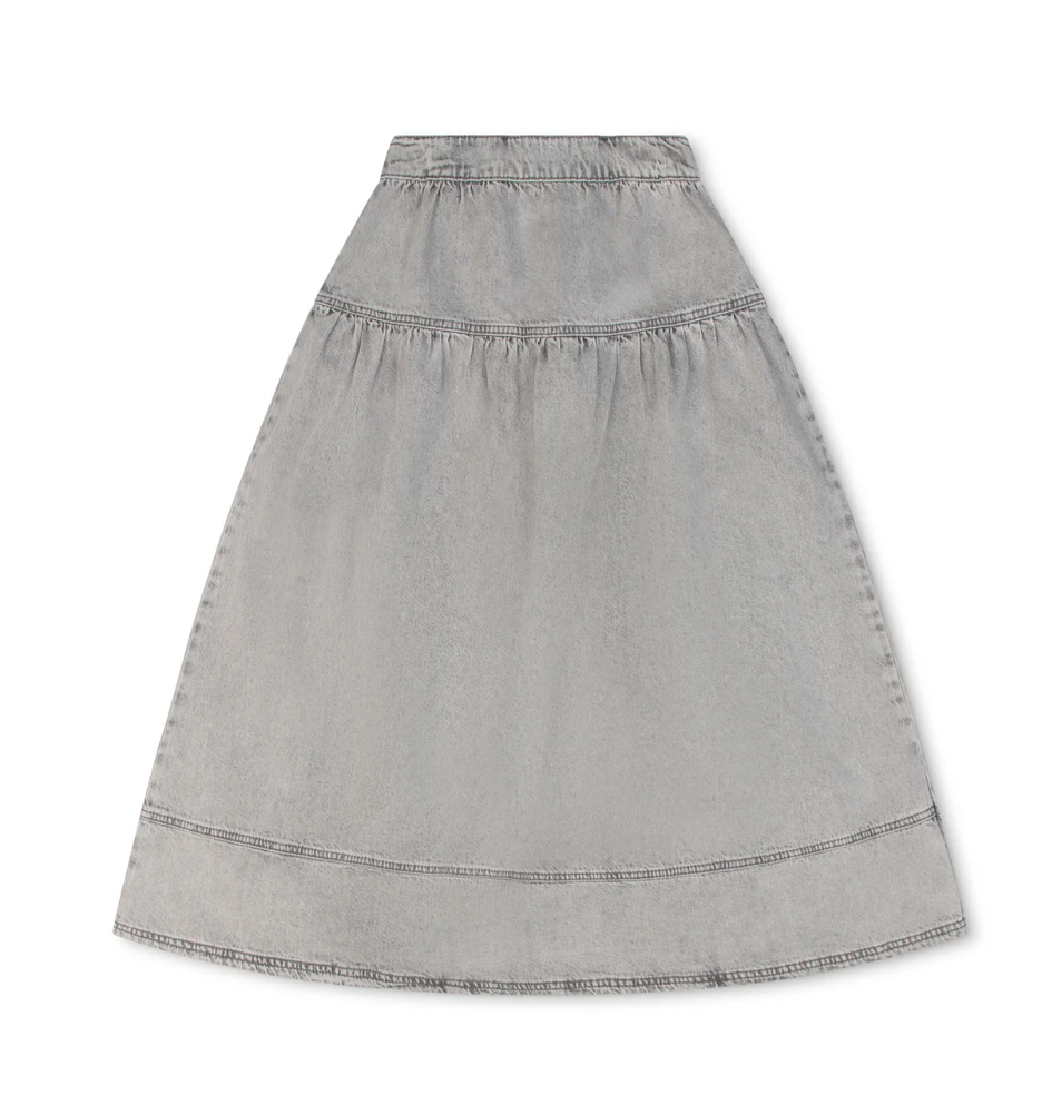 Little Parni Grey Denim Denim Maxi Skirt (K607) | Buttons Bebe