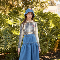 Little Parni Blue Denim Denim Maxi Skirt (K607)