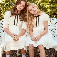 Little Parni Evening Bow Dress - Short Sleeves - White (K629)