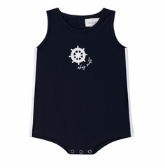 Limonana Coastal Navy & White Boys Romper