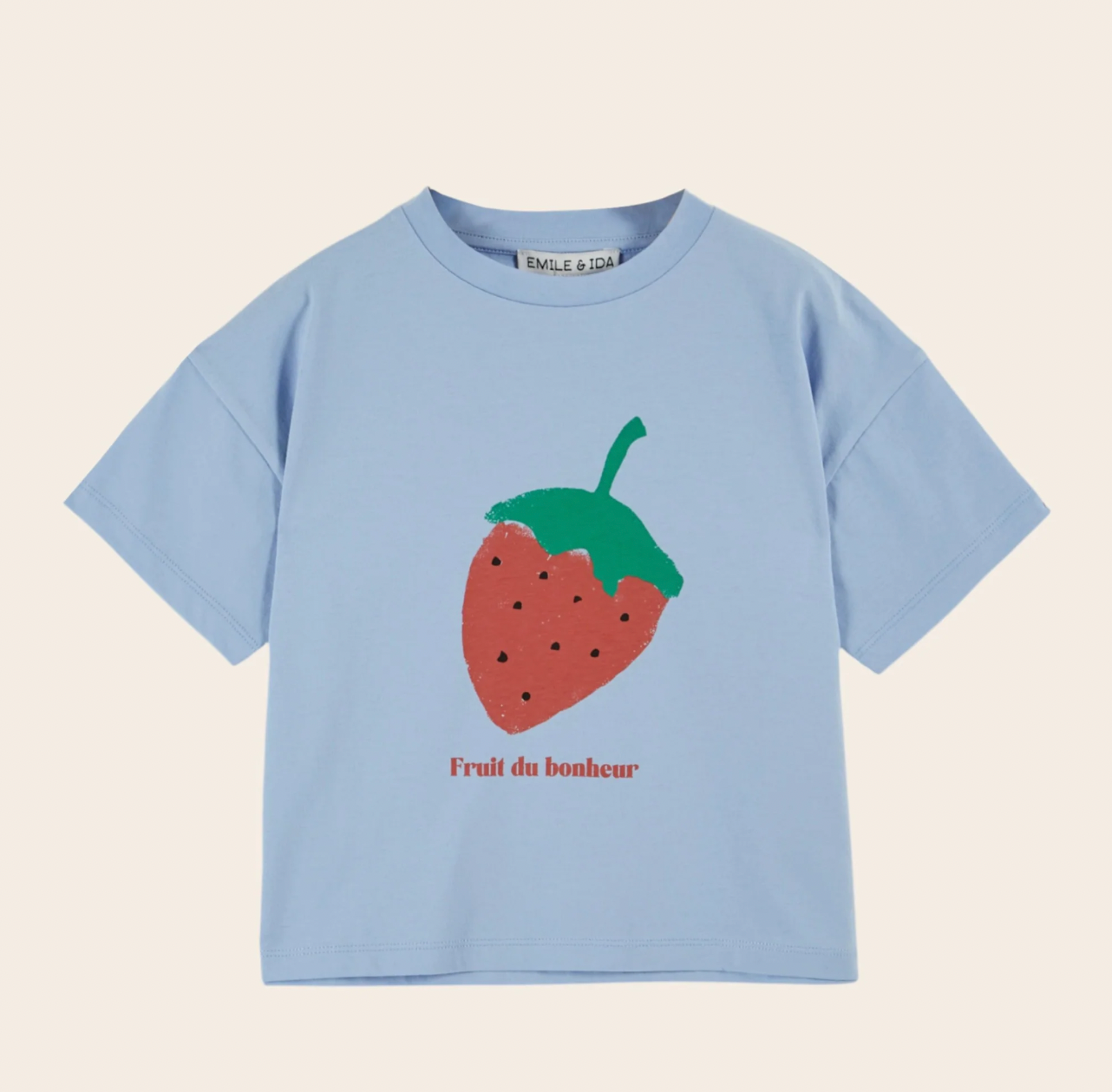 Emile Et Ida - Ciel Blue Strawberry T-shirt | Buttons Bebe
