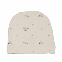 Lilette Rosebud Print Beanie - Cream/Pink
