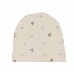 Lilette Rosebud Print Beanie - Cream/Blue