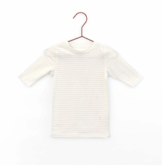 Please Mom Grey Stripe Tshirt- 3/4 sleeve