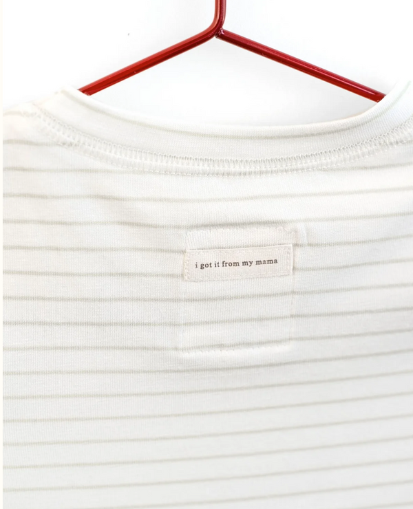 Please Mom Grey Stripe Short Sleeve Tshirt