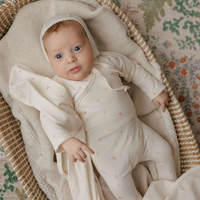 Aurora Jersey Cotton Butterfly/ Dragonfly Collection Ivory Pink Footie + Bonnet