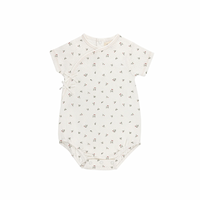 Ely's & Co Floral Pointelle Collection Ivory Pink Romper