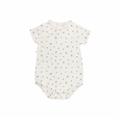 Ely's & Co Floral Pointelle Collection Ivory Pink Romper