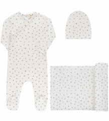 Ely's & Co Floral Pointelle Collection Ivory Blue Take Me Home Set