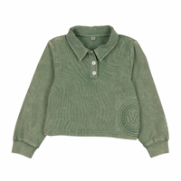 Bonjoy Embossed Volleyball Cropped Polo - Green