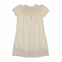 Bonjoy Pastel Garden Short Sleeve Dress - Cream Floral