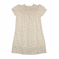 Bonjoy Pastel Garden Short Sleeve Dress - Cream Floral