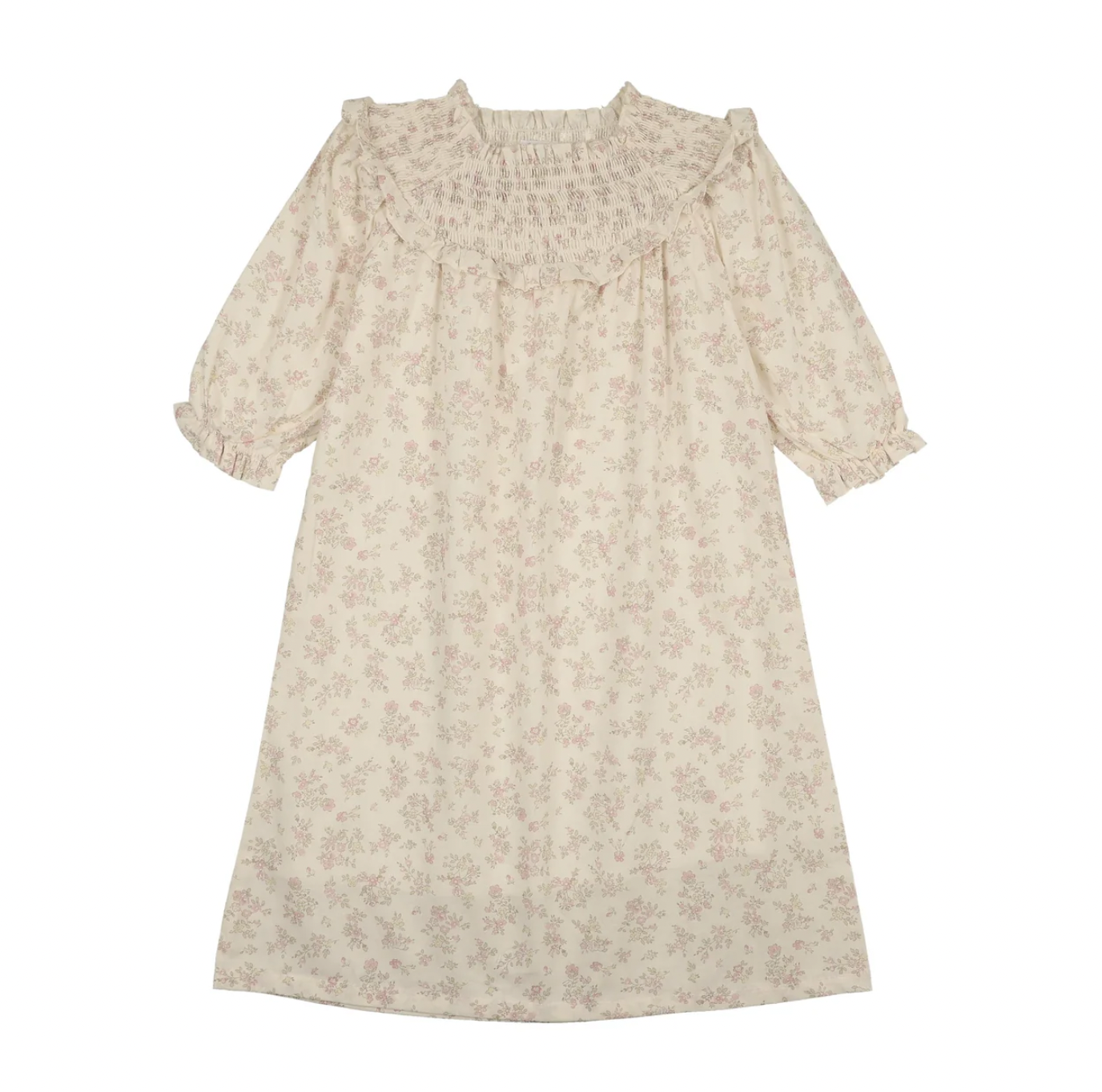 Bonjoy Pastel Garden 3/4 Sleeve Dress - Cream Floral | Buttons Bebe Bonjoy Pastel Garden 3/4 Sleeve Dress - Cream Floral | Buttons Bebe