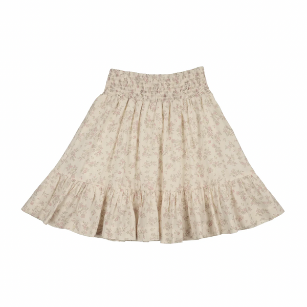 Bonjoy Pastel Garden Smocked Shirt + Skirt Set - Cream Floral BTSS26012SK