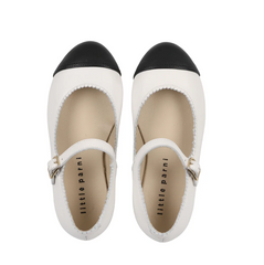 Little Parni Mary Jane Shoes White/Black (B-002)
