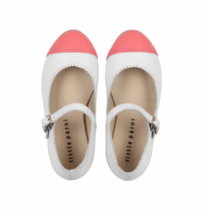 Little Parni Mary Jane Shoes White/Hot Pink (B-002)