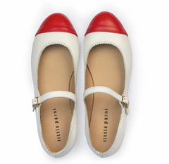 Little Parni Mary Jane Shoes White/Red (B-002)