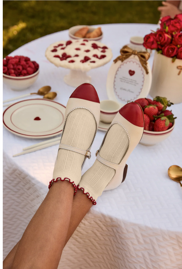 Little Parni Mary Jane Shoes White/Red (B-002)