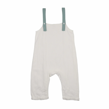 Bonjoy Green Floral Romper - Boy - Linen/Green Trim